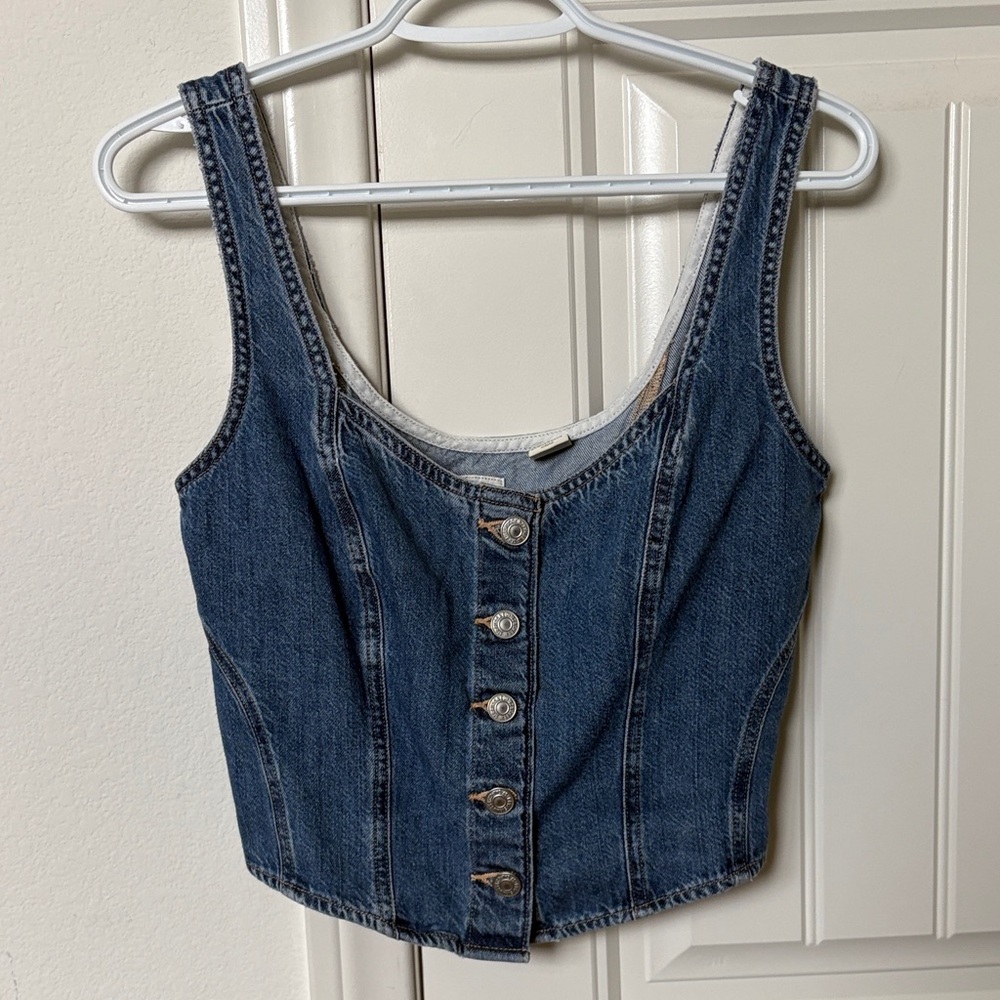 Levi's Blue Denim Button-Up Tank Top NWOT